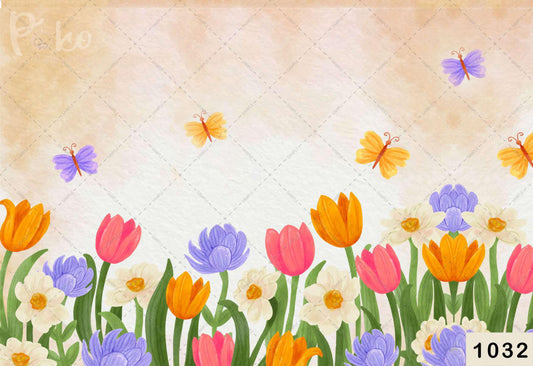 Yellow And Violet Flower Backdrop