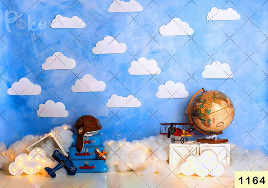 Fabric backdrop-Cloud With Pilot Backdrop
