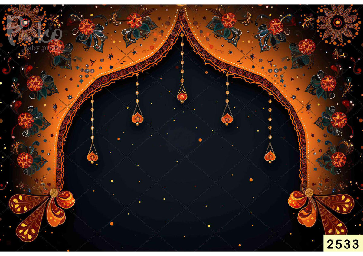 Orange Color Arch Decoration Backdrop