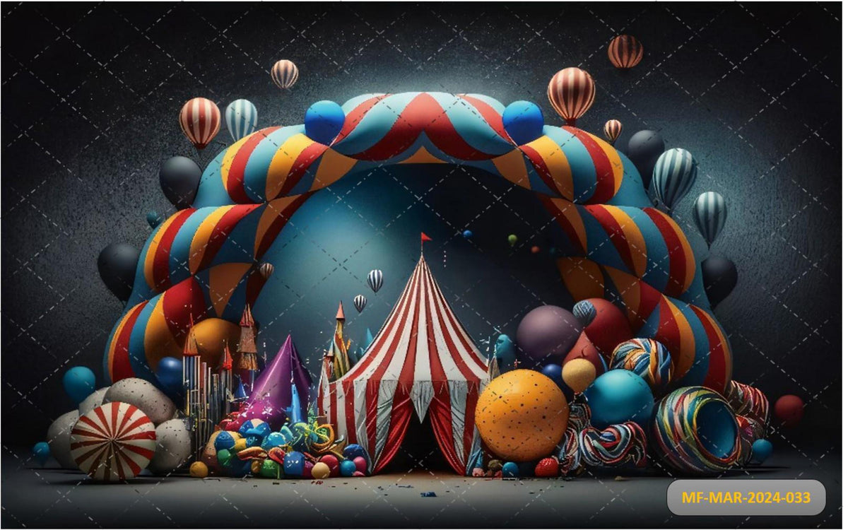 Circus Cover With Balloon babyphotoshoot Backdrop