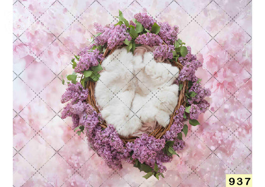 Fabric backdrop-Lavender Flowers With Fur Bowl Backdrop