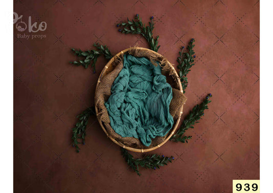 Fabric Backdrop-Green Leaves With Blue Fur Backdrop