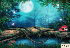 Full Moon With Blue Forest babyphotoshoot Backdrop