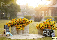 Sunflower With Basket Backdrop