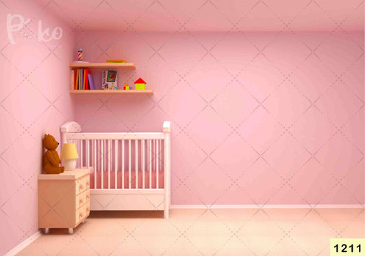 Fabric backdrop-Pink Children Room Backdrop