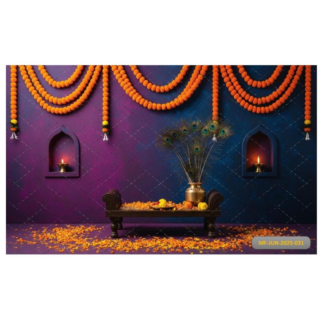 Purple bell saram backdrop - Fabric Backdrop