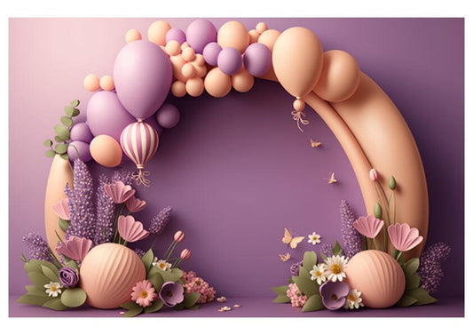 Fabric Backdrop-Violet Shell With Balloon Backdrop