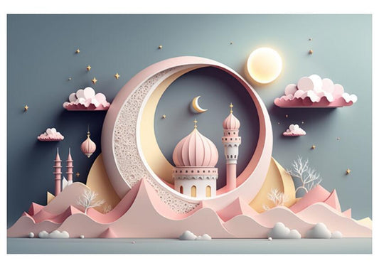 Fabric Backdrop-Pink Mosque Backdrop