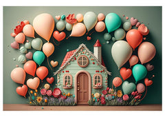 Balloons With House Backdrop