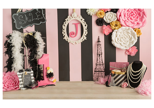 Princess Eiffel Pink Color Backdrop