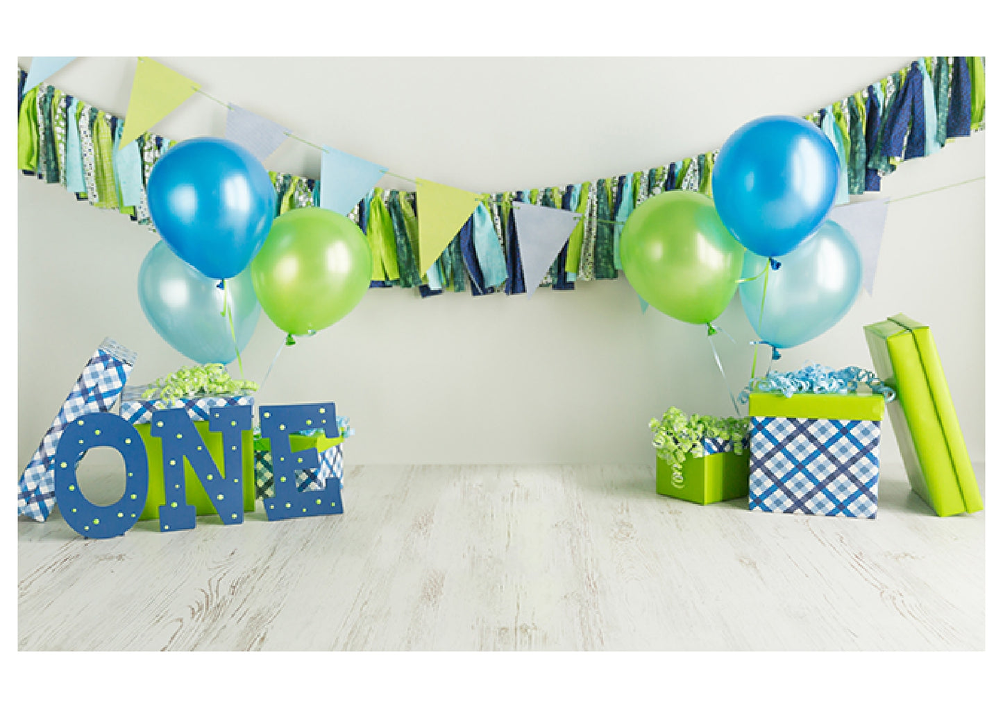 Blue Green Cake Smash Backdrop