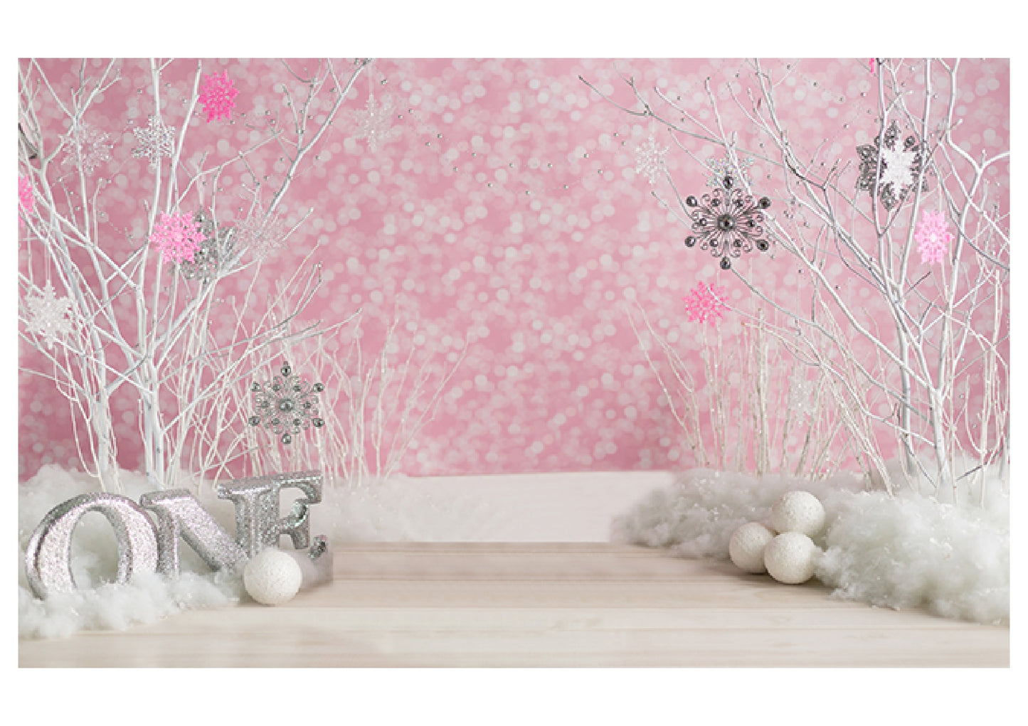 Pink Color Snow White Backdrop