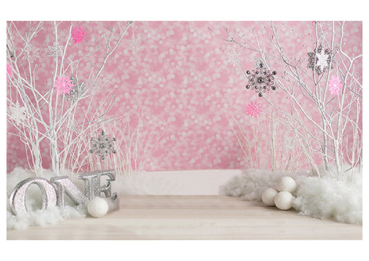 Pink Color Snow White Backdrop