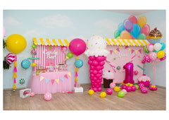 Ice Cream With Balloon Decoration Backdrop