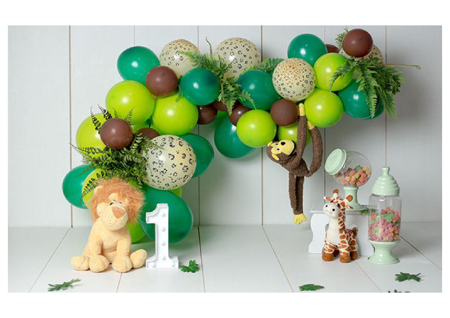 Safari Green Balloons Backdrop