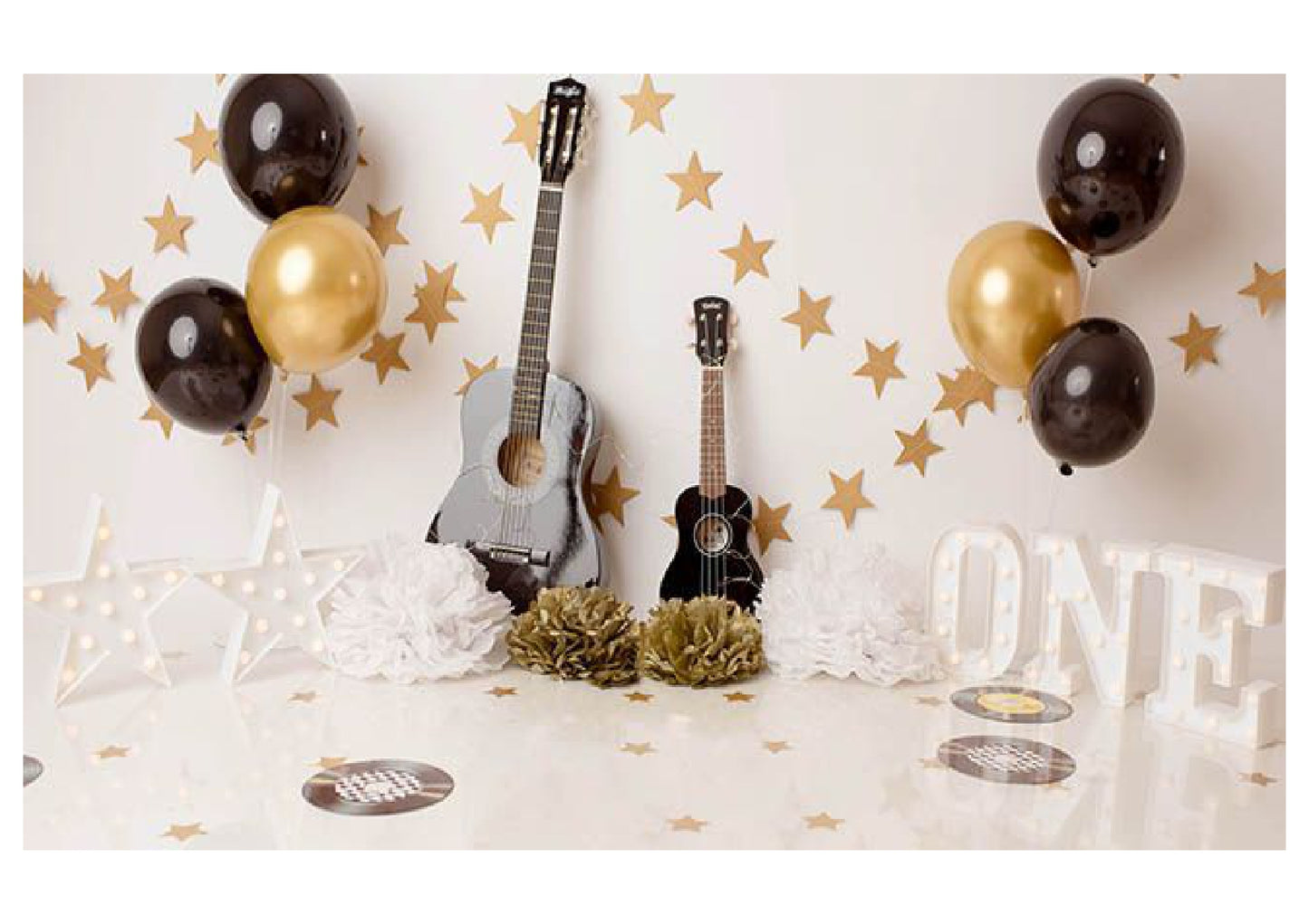 Guitar With Balloons Backdrop