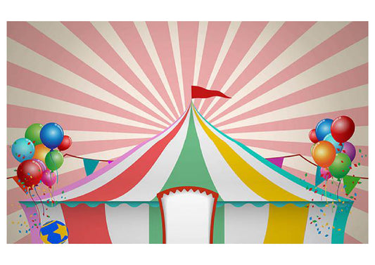 Fabric Backdrop-Circus Tent With Balloons Backdrop
