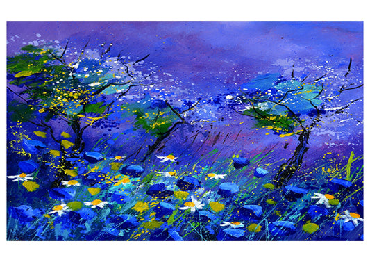 Fabric Backdrop-Blue Flowers Backdrop