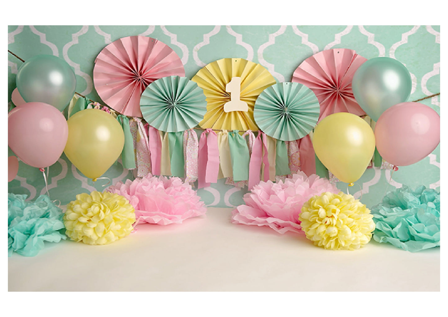 Colorful Balloon With Flowers Backdrop