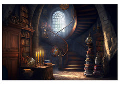 Wizards School Room Magical Books Floating Backdrop