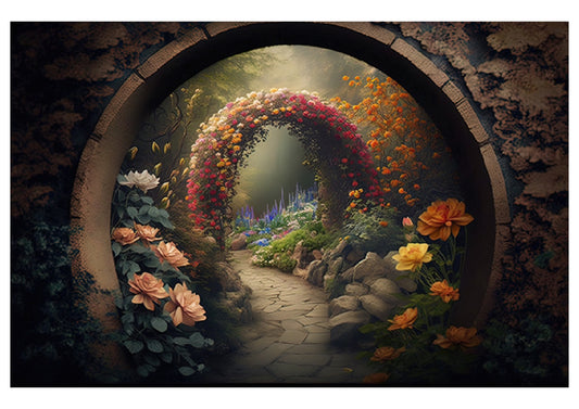 Fabric backdrop-Arch Flower Garden Backdrop