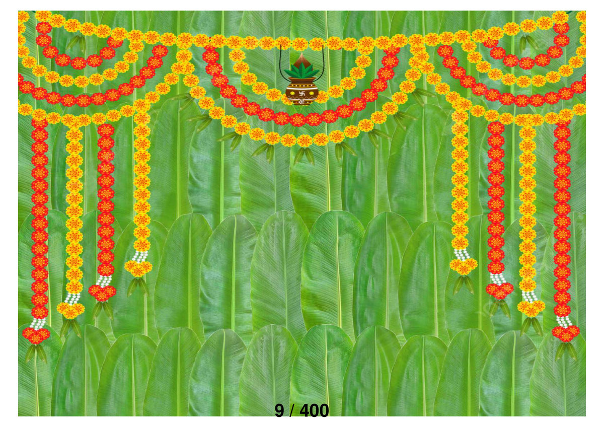 Banana Leaf With Pot Backdrop