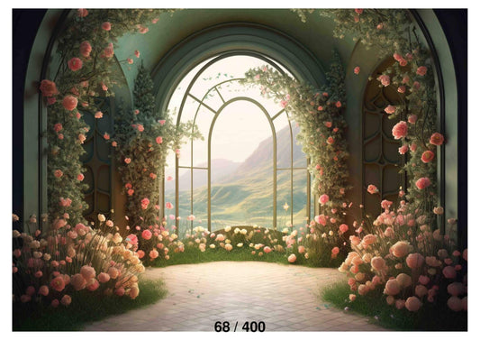 Fabric backdrop-Fairytale Garden Backdrop