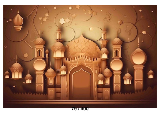 Fabric backdrop-Golden Taj mahal Backdrop