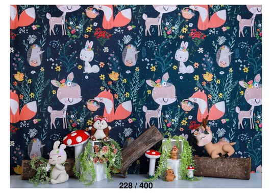 Fabric backdrop-Bunny And Fox Backdrop