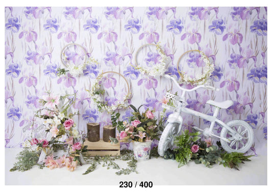 Fabric backdrop-Flower Garden Bicycle Backdrop