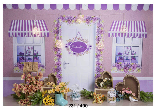 Fabric backdrop-Spring Flower Shop Backdrop