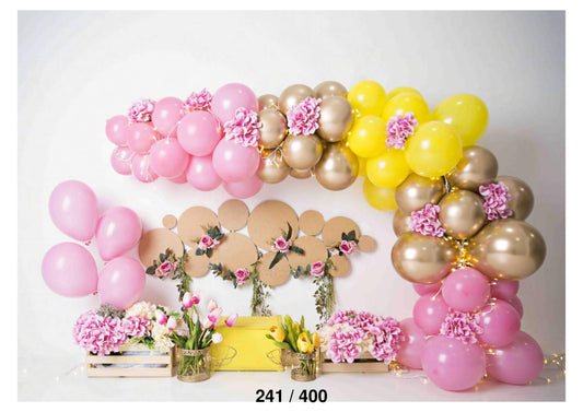 Fabric backdrop-Pink Balloon Flowers Garden Backdrop