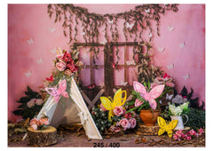 Tent with Butterfly Backdrop