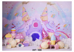 Candy Castle Ice Cream Rainbow Star Children Backdrop