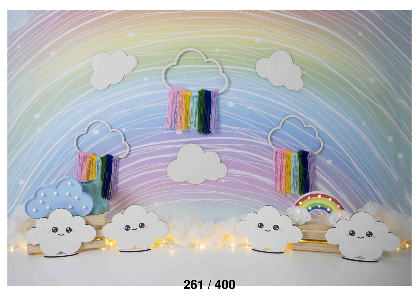 Fabric backdrop-Rainbow Clouds Backdrop