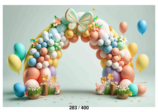 Colorful Balloon Butterfly Backdrop