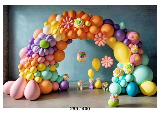 Colorful Flower Balloons Backdrop