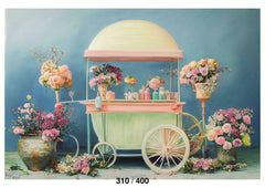 Flower Bar Cart Backdrop