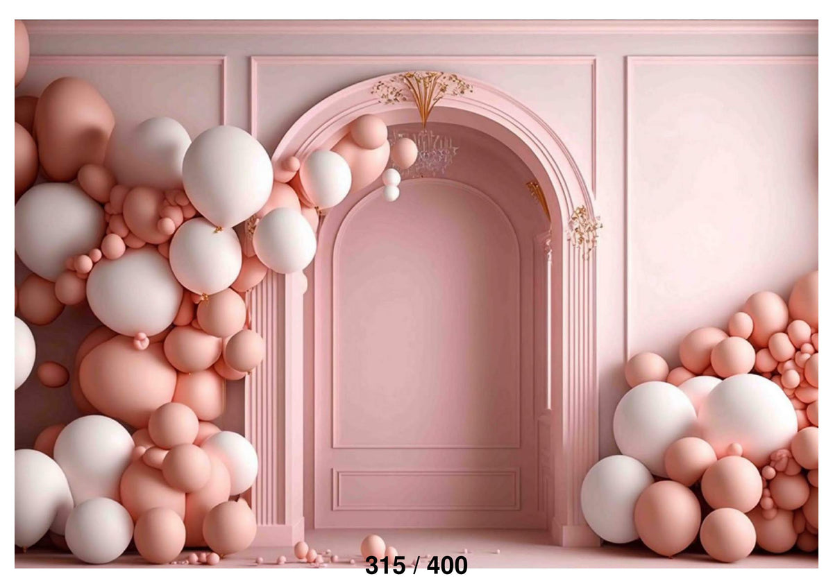 Pink Balloon Arch Birthday Backdrop