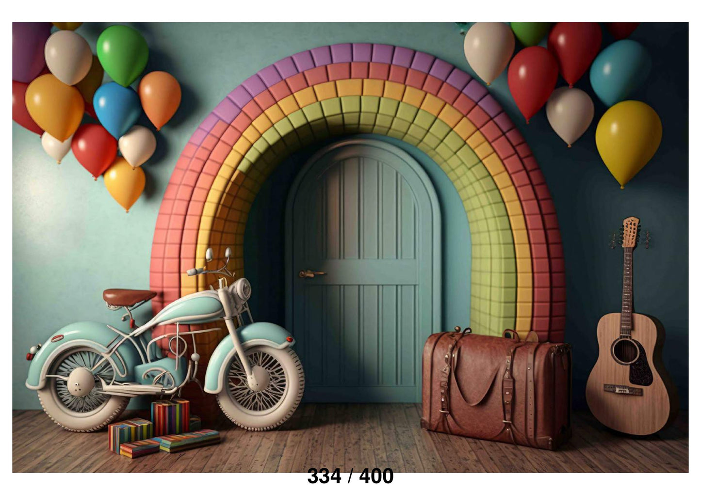 Rainbow Color Balloons Backdrop