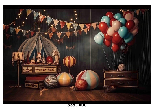 Fabric Backdrop-Circus Tent Indoor With Balloon Backdrop