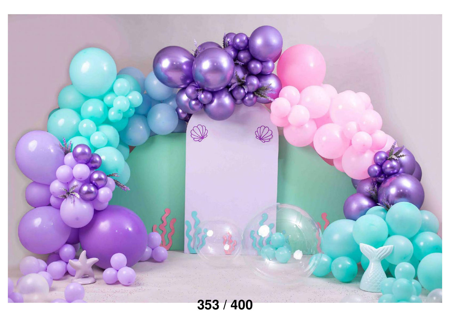 Sea With Colorful Balloons Backdrop