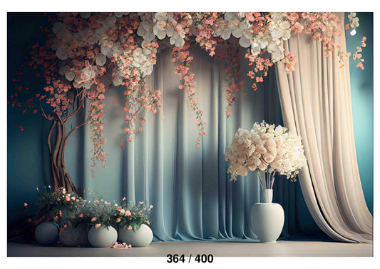 Fabric Backdrop-Carnation With  Rose Flowers Backdrop
