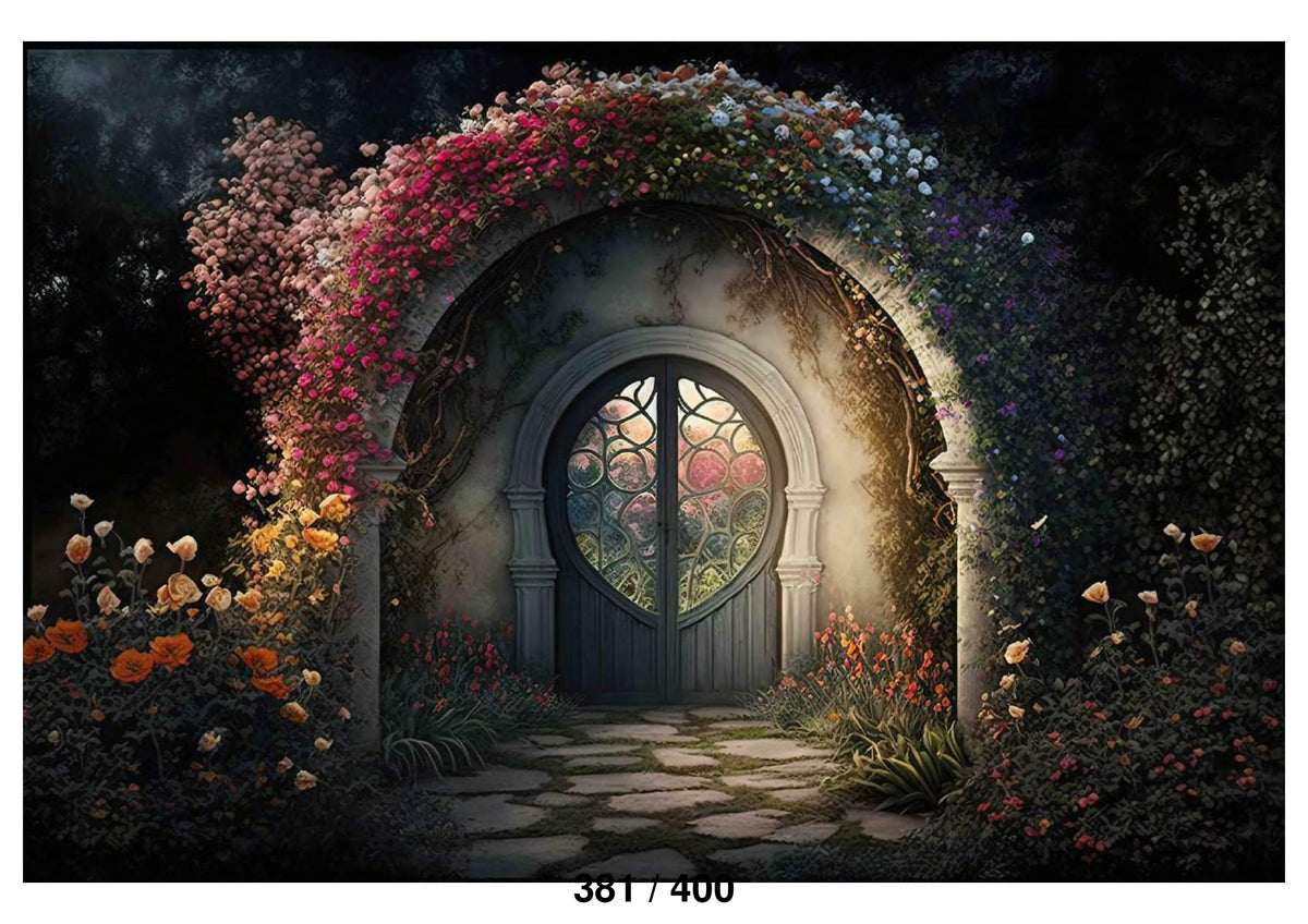 Arch With Colorful Roses Backdrop