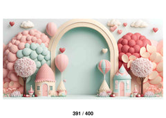 Arch Roses With Pink And Red Balloons Backdrop