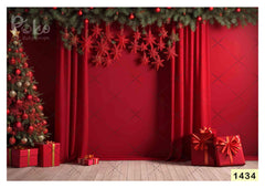 Red Color Christmas Backdrop