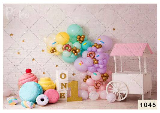 Pink Candy Cart Birthday Backdrop