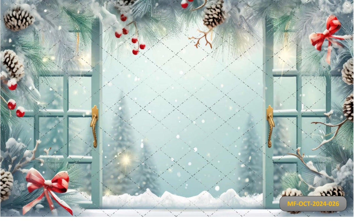 Snow Christmas Decor Door Backdrop