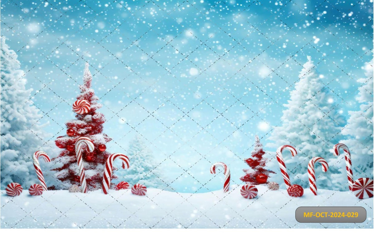 Snow Red Christmas Backdrop