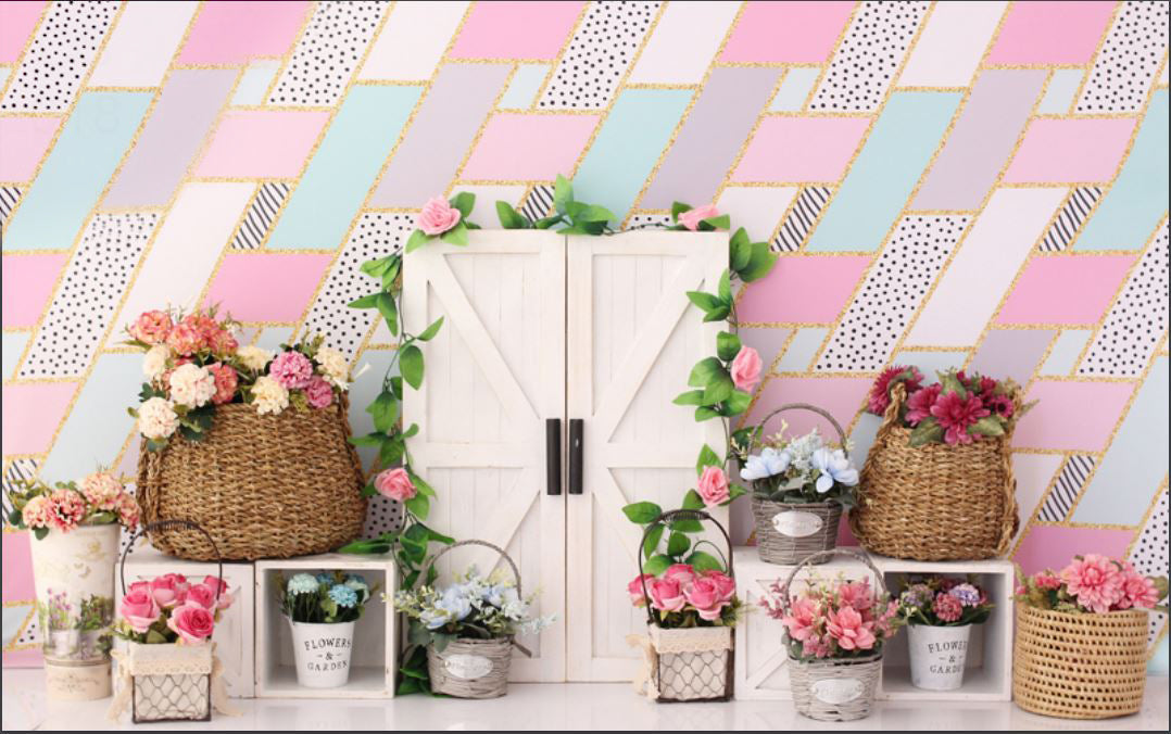 Pink Flower Creeper Backdrop-Fabric Backdrop